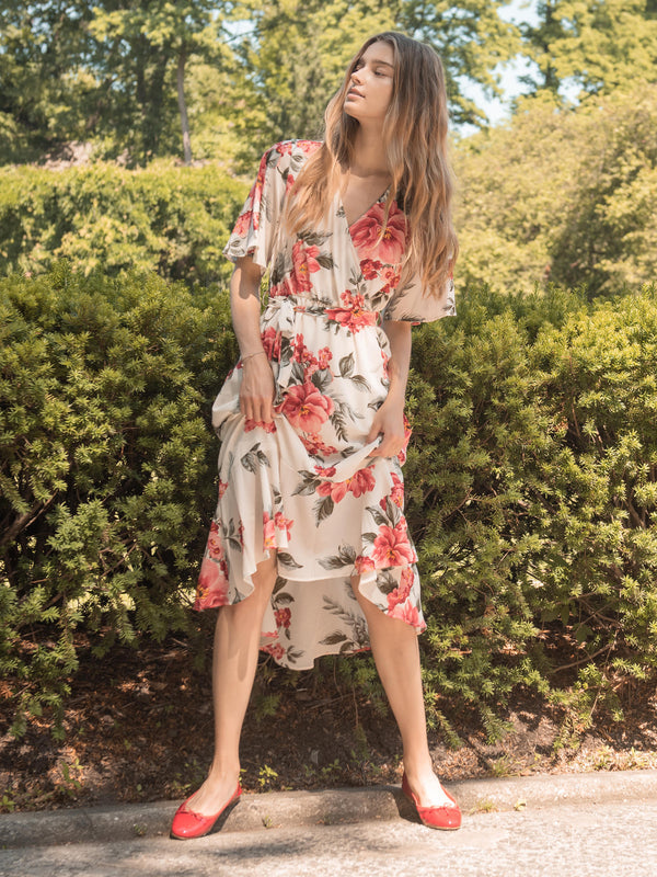 Floral Ruffle Dress_Ivory
